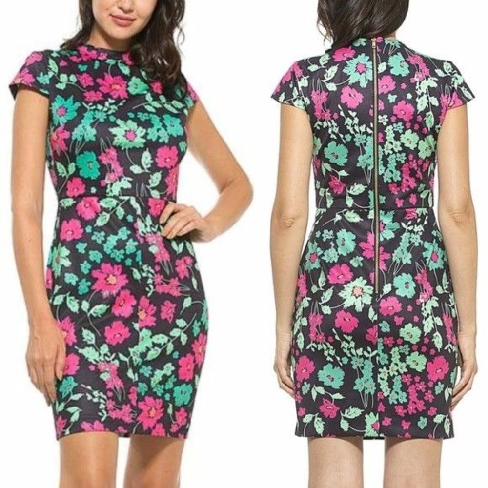 ALEXIA ADMOR Floral Print Scuba Dress Size Small